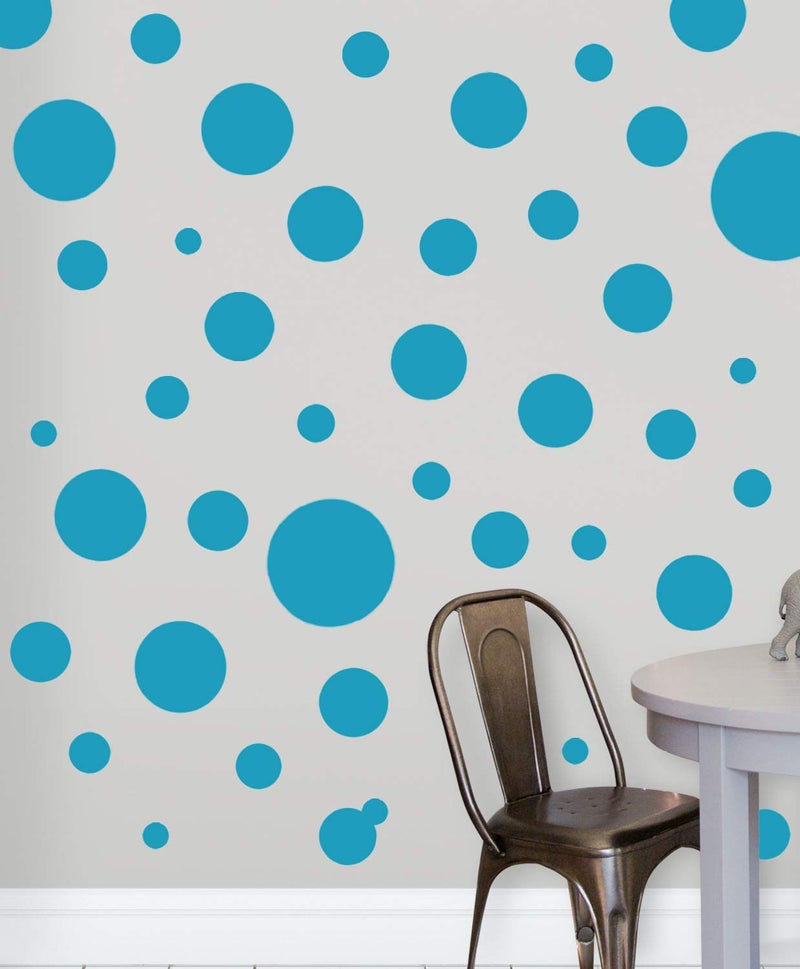 Create-A-Mural Polka Dot Wall Decals (63) Girls Room Wall Decor Stickers, Wall Dots, Vinyl Circle Peel & Stick DIY Bedroom, Playroom, Kids Room, Baby Nursery Toddler to Teen Bedroom Decoration Gift 3"-6.5" (Teal) - Image 3